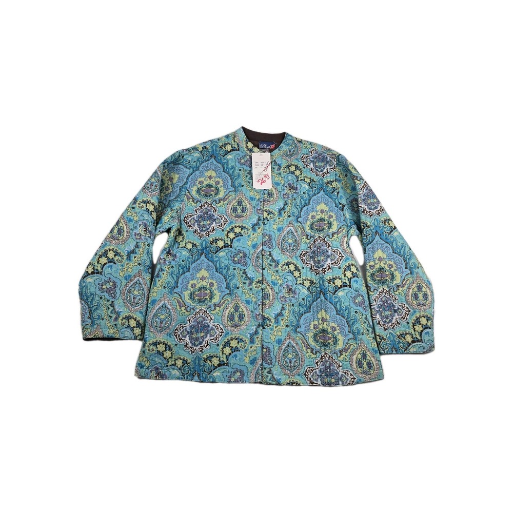 Phool Reversible Quilted Jacket Women's Size Large Blue Brown‎ Boho Hippie New